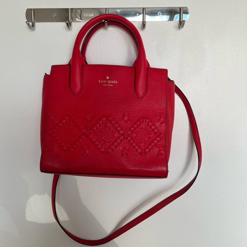 Kate spade red woven leather bag